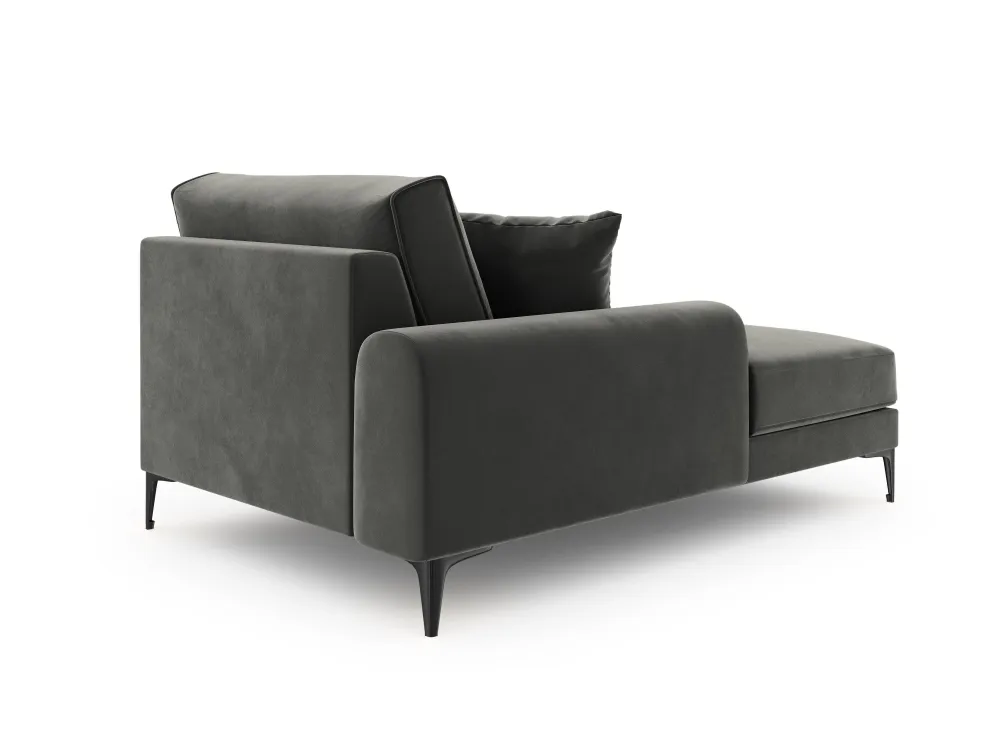 Velvet Chaise Lautsprecher Madara Dark Grey mit einer schwarzen Basis