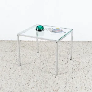 Vintage Couchtisch Beistelltisch Glas Chrom Mid Century