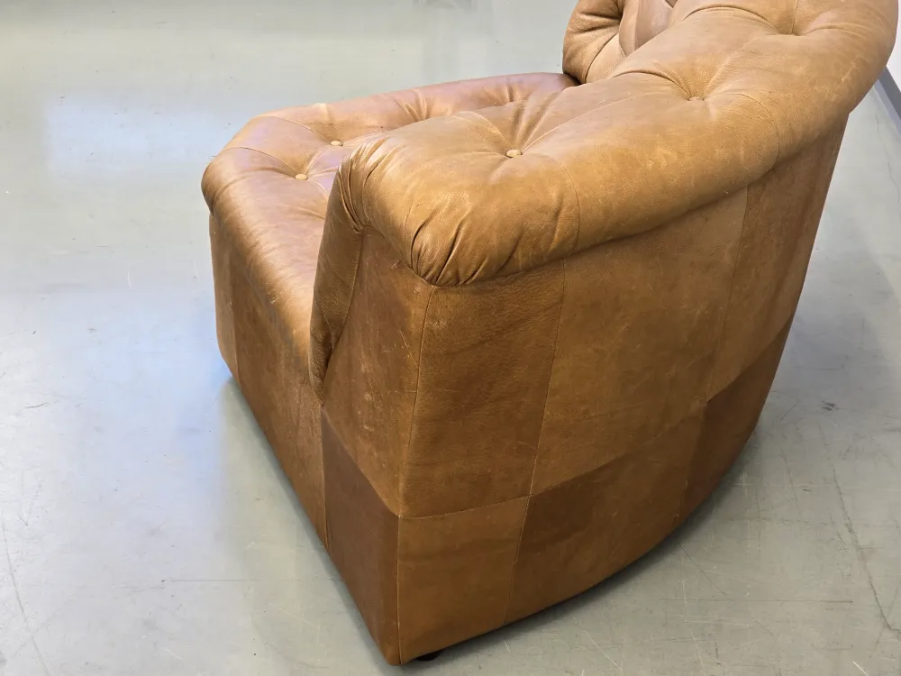 VINTAGE SESSEL Leder Braun Modul Sofa Eckelement 70er Design Lounge Sessel