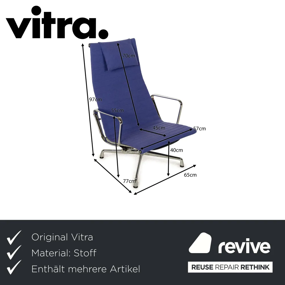 Vitra EA 124 Stoff Sessel Garnitur Blau Set 4x Sessel