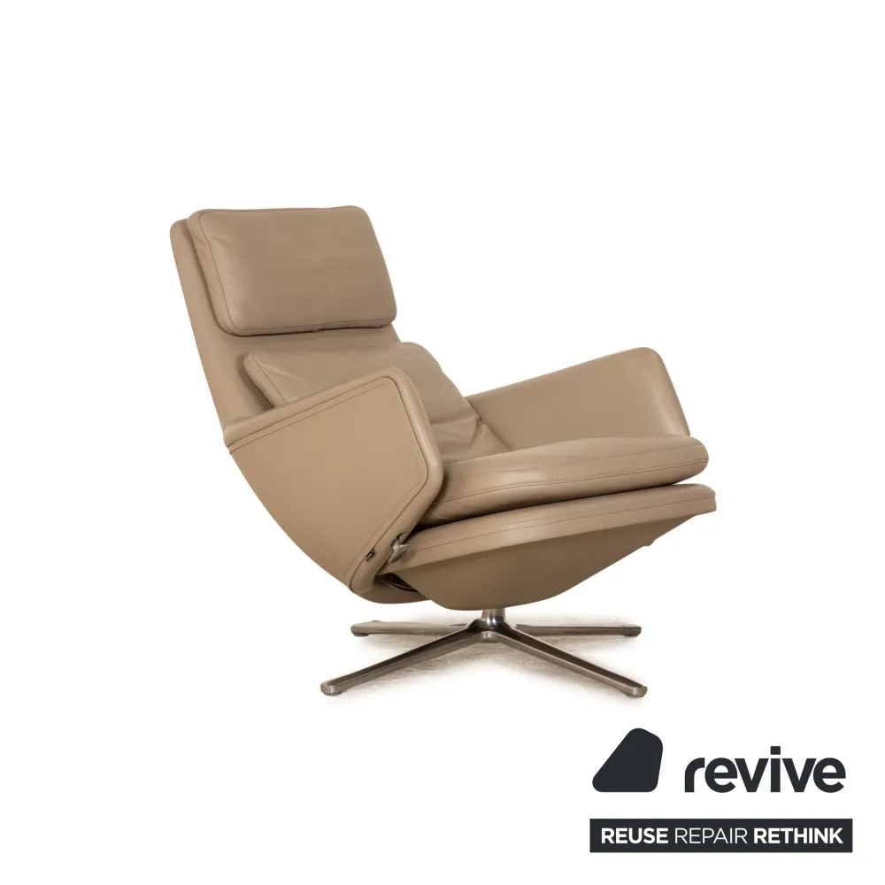 Vitra Grand Relax Leder Sessel Grau Taupe inkl. Ottoman