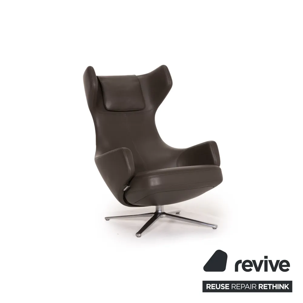 Vitra Grand Repos Leder Sessel Grau Dunkelgrau Funktion Ohrensessel