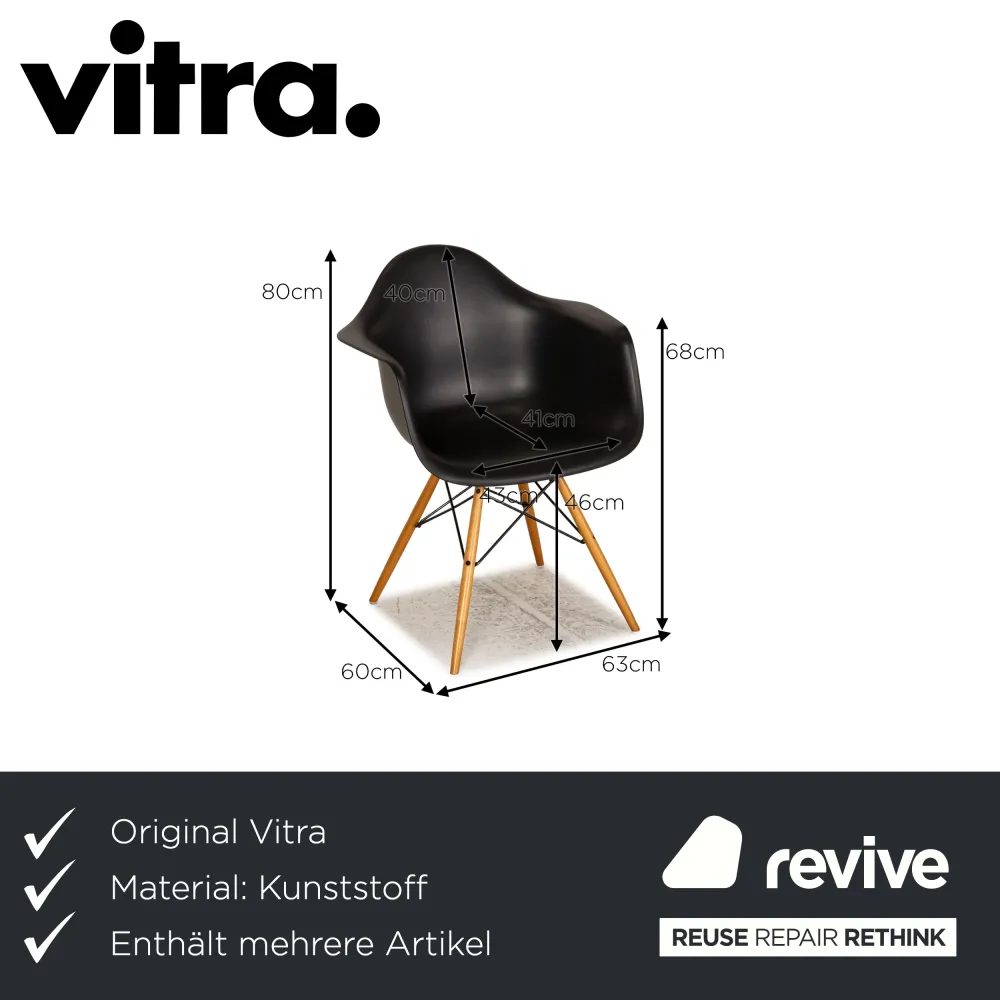 Vitra Plastic Armchair Kunststoff Sessel Schwarz Weiß