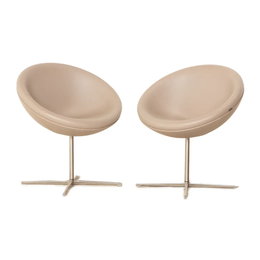 Vitra Verner Panton Leder Sessel Garnitur Cocktailsessel Grau Greige Taupe