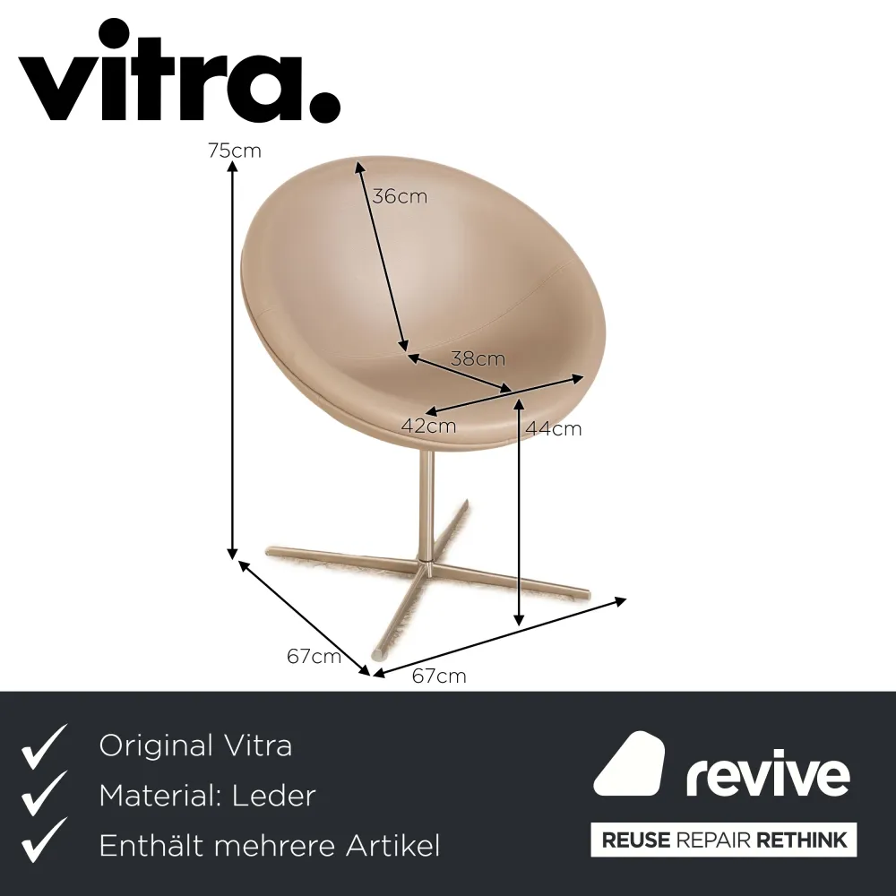 Vitra Verner Panton Leder Sessel Garnitur Cocktailsessel Grau Greige Taupe