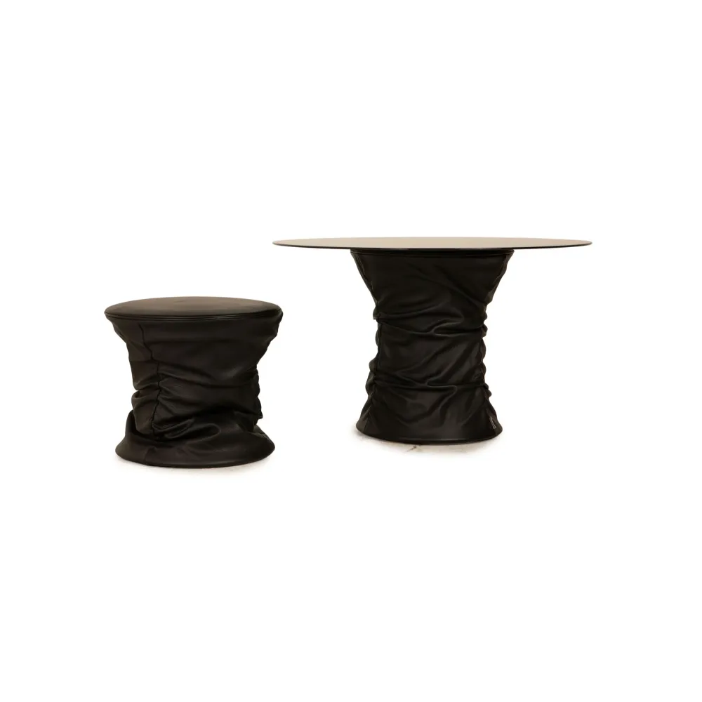 Walter Knoll Bellows Stool Leder Garnitur Schwarz Couchtisch Hocker Funktion