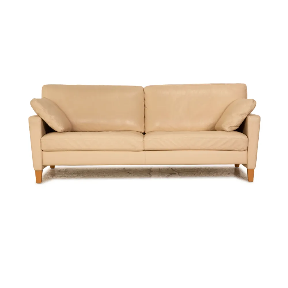Walter Knoll Henry Leder Dreisitzer Creme Sofa Couch