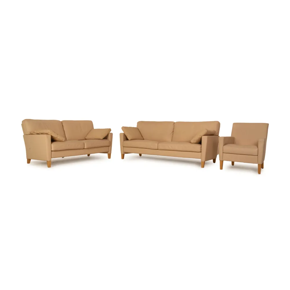 Walter Knoll Henry Sofa Garnitur Beige Dreisitzer Zweisitzer Sessel Couch
