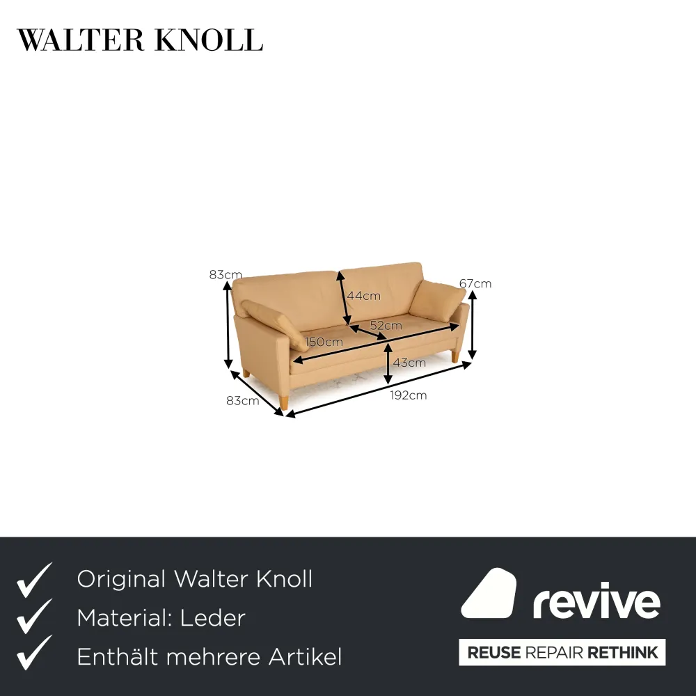 Walter Knoll Henry Sofa Garnitur Beige Dreisitzer Zweisitzer Sessel Couch