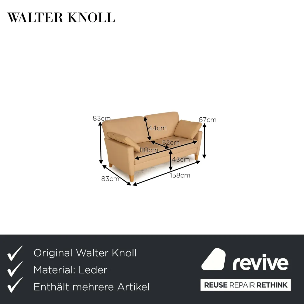 Walter Knoll Henry Sofa Garnitur Beige Dreisitzer Zweisitzer Sessel Couch