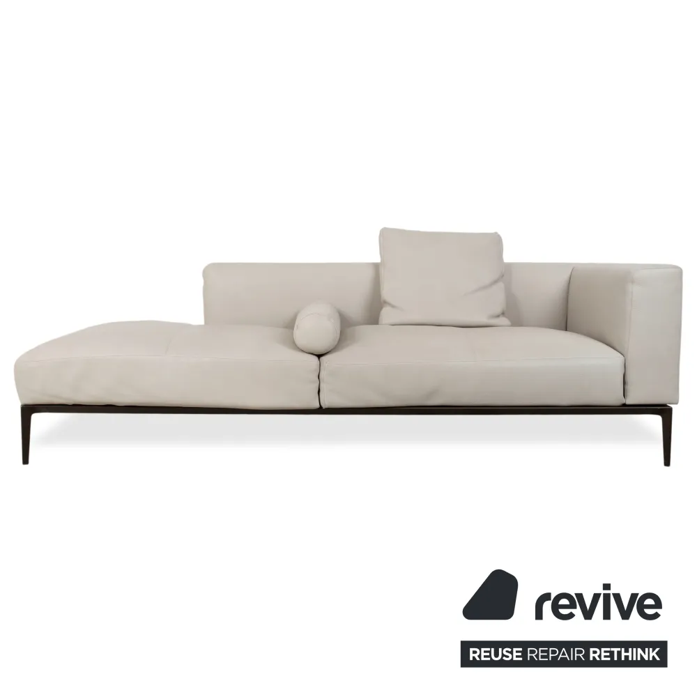 Walter Knoll Jaan Living Garnitur Leder Dreisitzer Zweisitzer Grau Creme Sofa Couch
