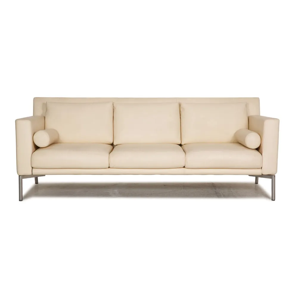 Walter Knoll Jason Leder Sofa Creme Dreisitzer Couch