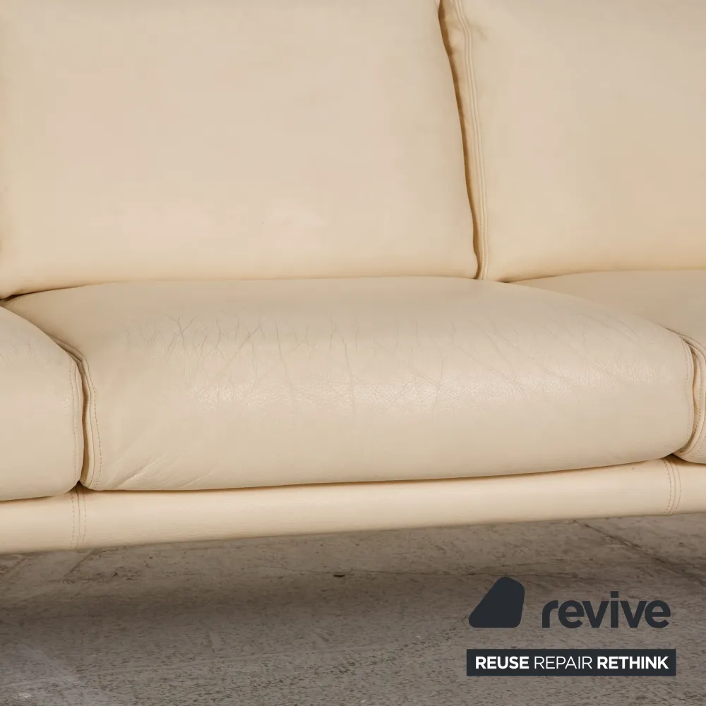 Walter Knoll Jason Leder Sofa Creme Dreisitzer Couch