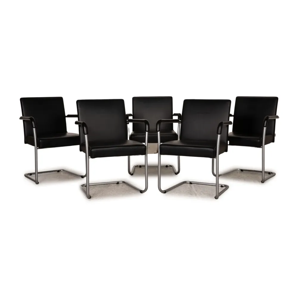 Walter Knoll Jason Leder Stuhl Garnitur Schwarz