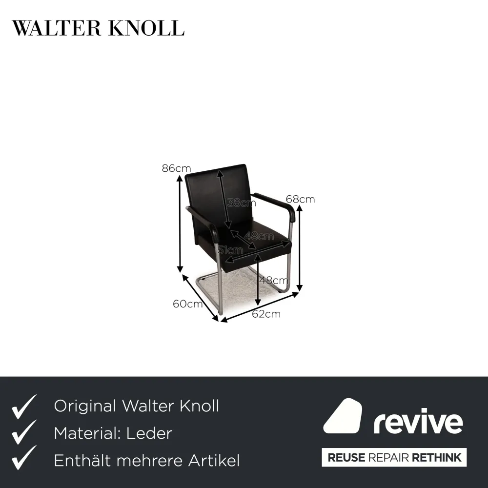 Walter Knoll Jason Leder Stuhl Garnitur Schwarz
