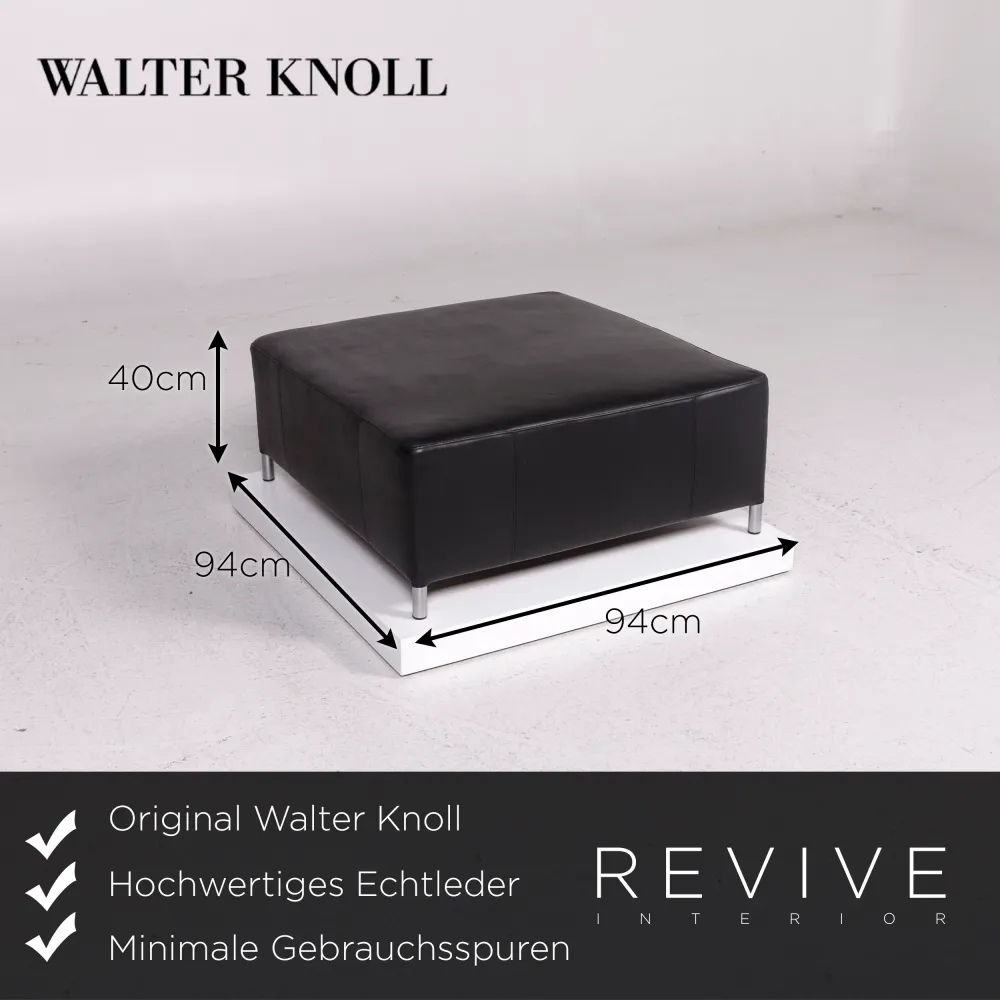 Walter Knoll Leder Sofa Garnitur Schwarz 1x Zweisitzer 1x Hocker Funktion #12127