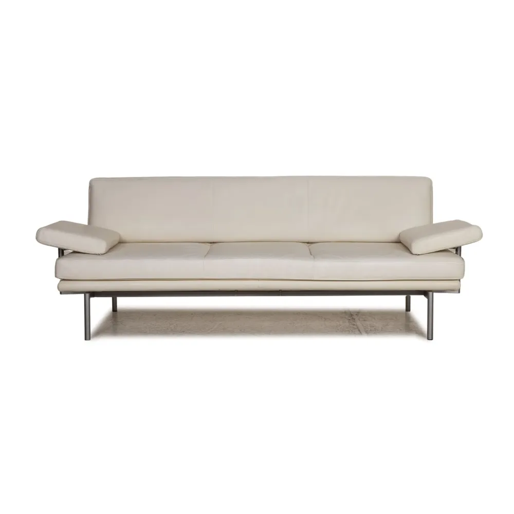Walter Knoll Living Platform Leder Sofa Creme Dreisitzer Couch Funktion