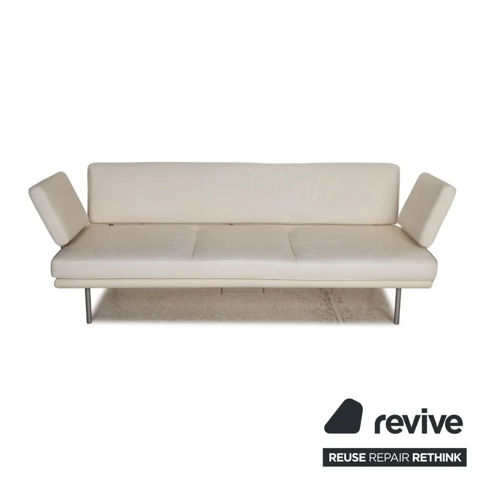 Walter Knoll Living Platform Leder Sofa Creme Dreisitzer Couch Funktion