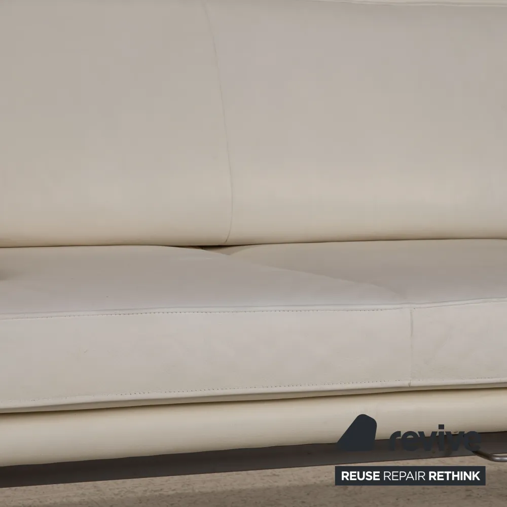 Walter Knoll Living Platform Leder Sofa Creme Dreisitzer Couch Funktion