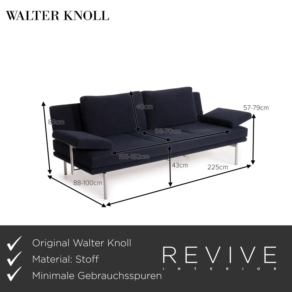 Walter Knoll Living Platform Stoff Sofa Blau Dreisitzer Funktion