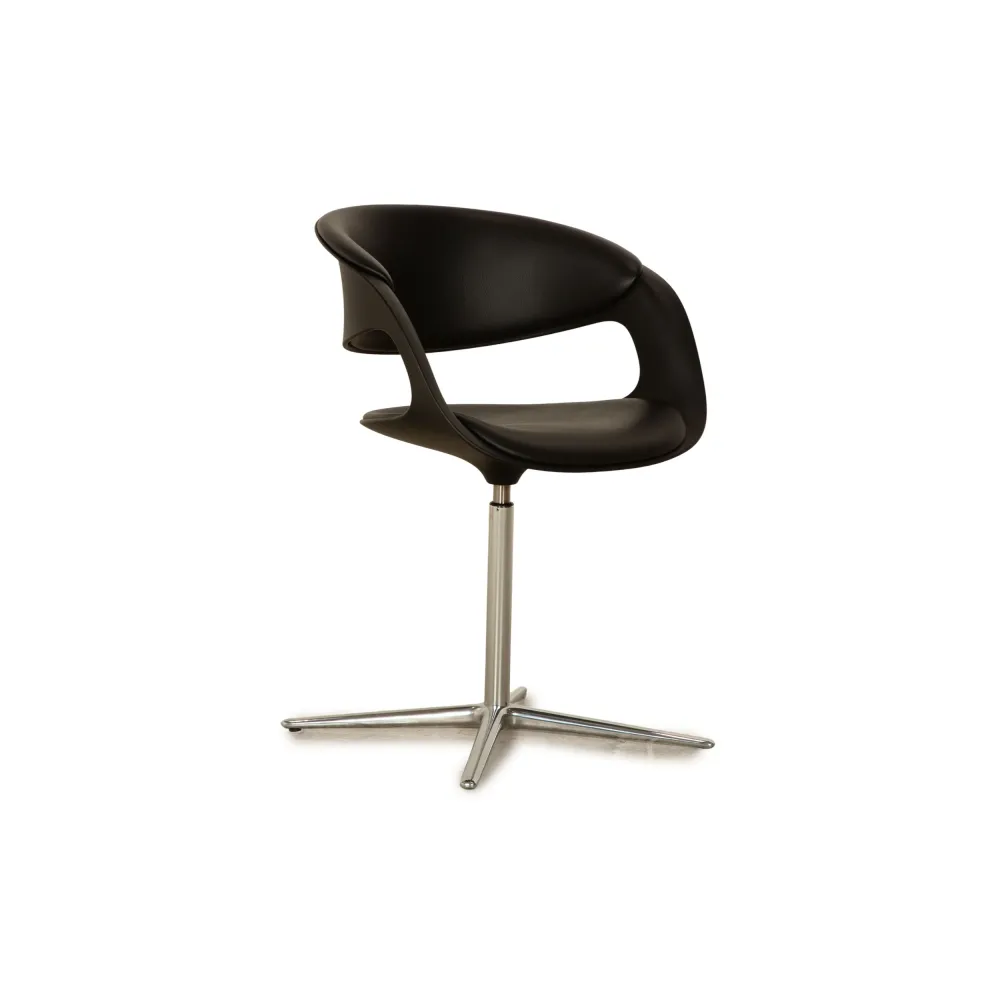 Walter Knoll Lox Leder Sessel Schwarz Kunststoff Drehfunktion