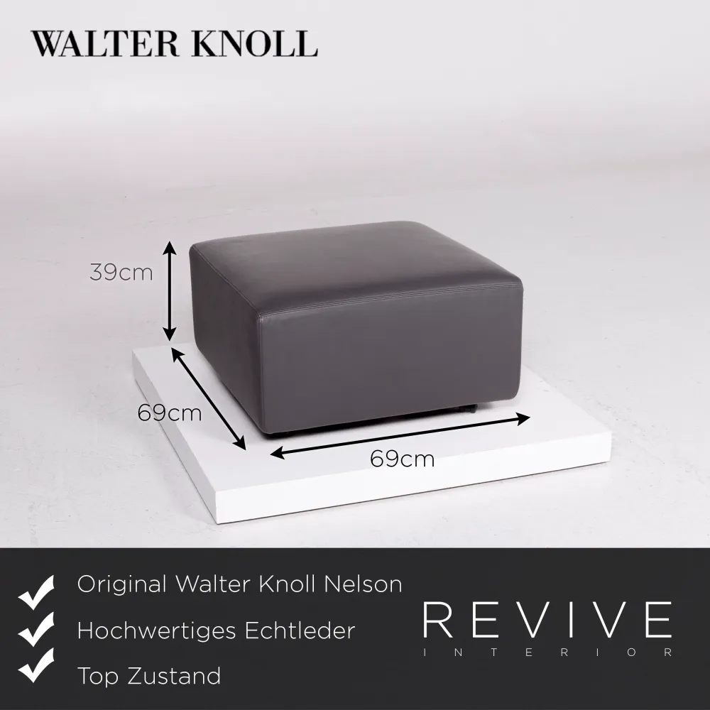 Walter Knoll Nelson Leder Hocker Anthrazit Grau Schemel #11009
