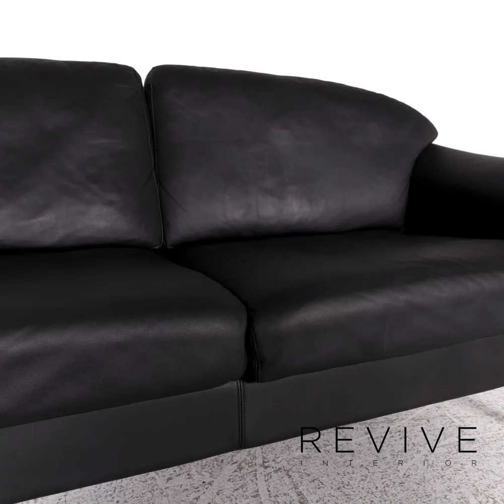Walter Knoll Scarlett Leder Sofa Schwarz Zweisitzer Couch #9872