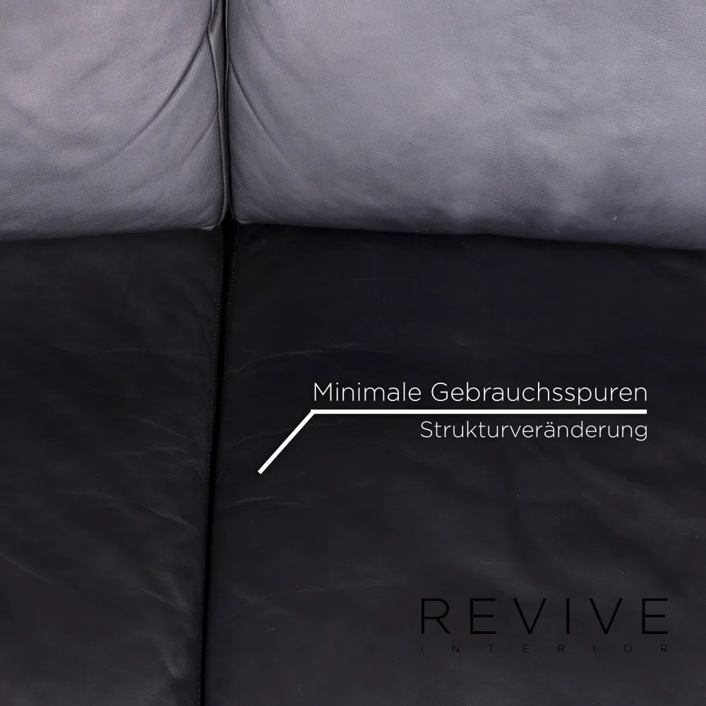 Walter Knoll Scarlett Leder Sofa Schwarz Zweisitzer Couch #9872