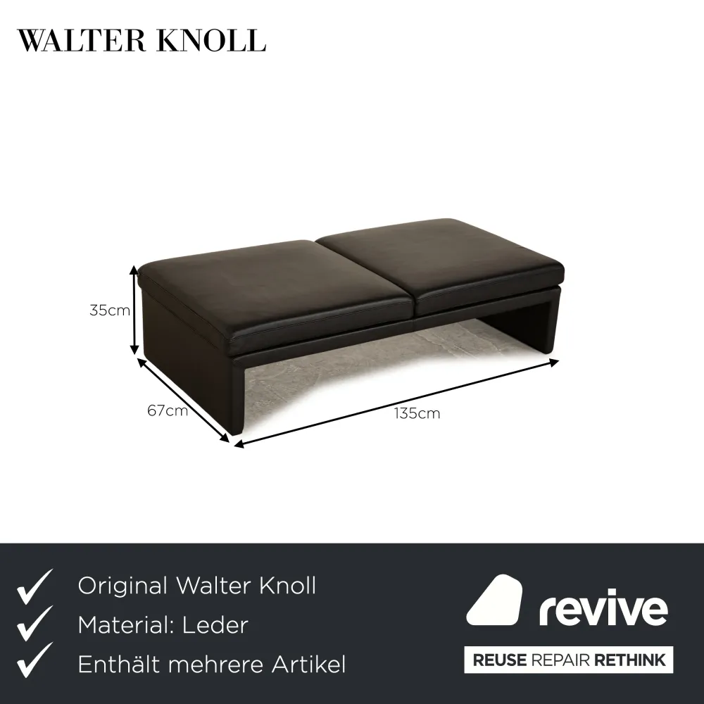 Walter Knoll Together Leder Sofa Garnitur Anthrazit Dreisitzer Hocker manuelle Funktion
