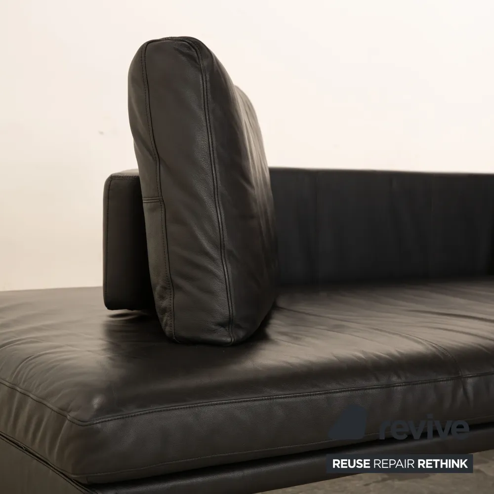 Walter Knoll Together Leder Sofa Garnitur Anthrazit Dreisitzer Hocker manuelle Funktion