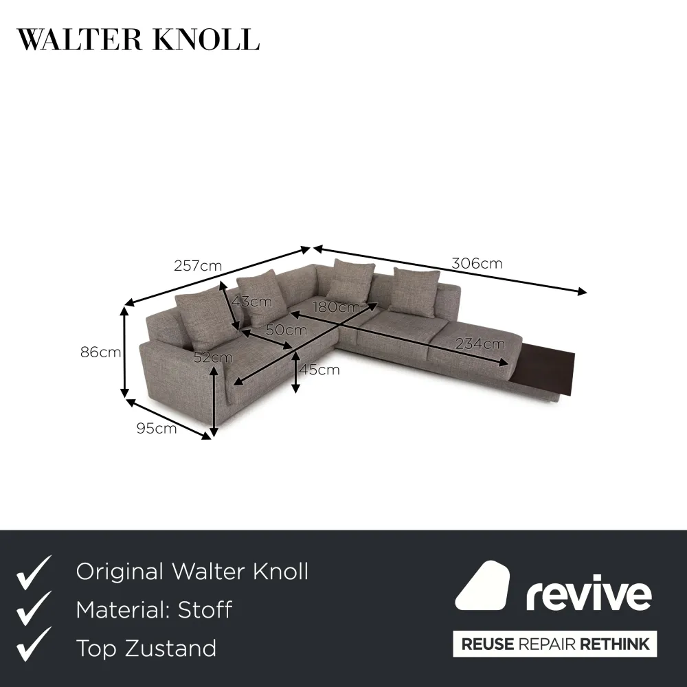 Walter Knoll Yuuto Stoff Sofa Grau Ecksofa Couch