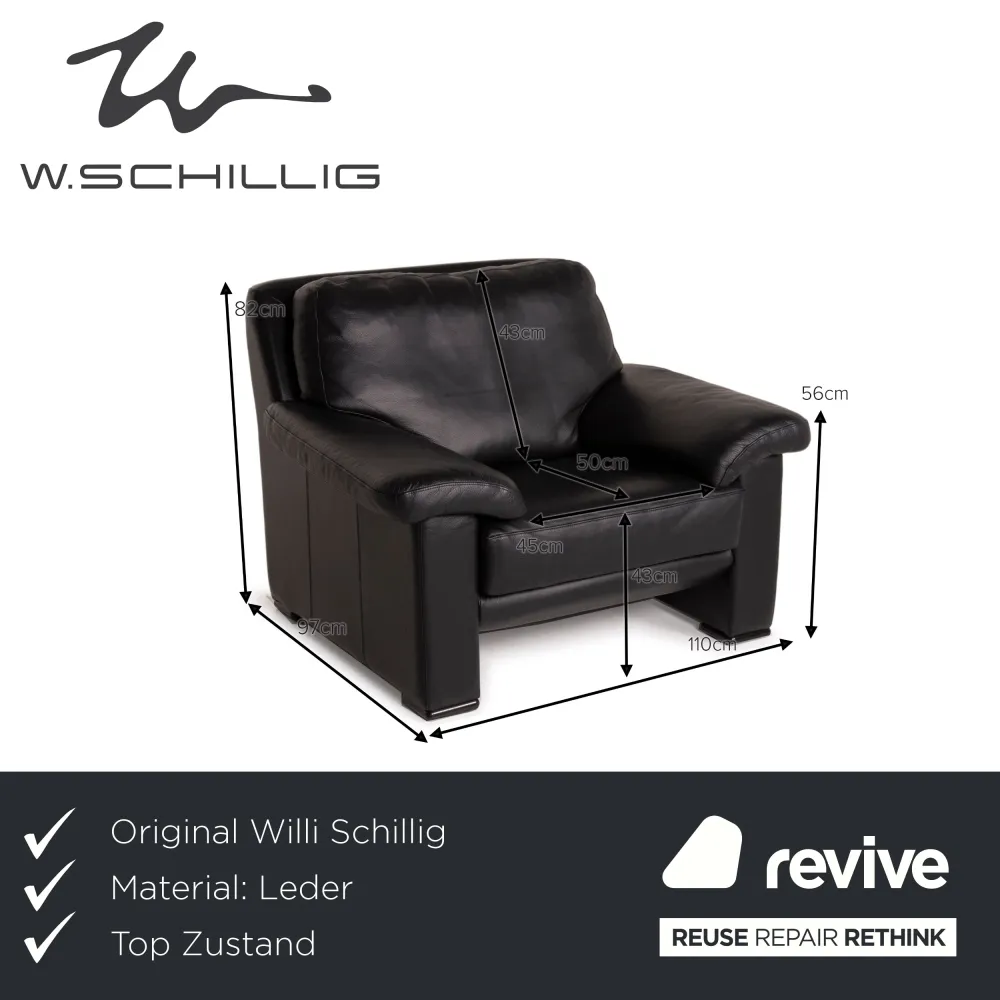 Willi Schillig Leder Sessel Schwarz