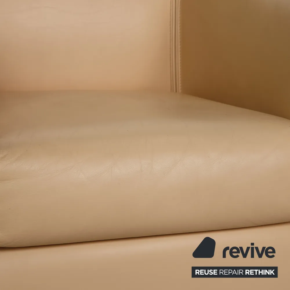 Wittmann Aura Leder Sessel Garnitur Creme Beige