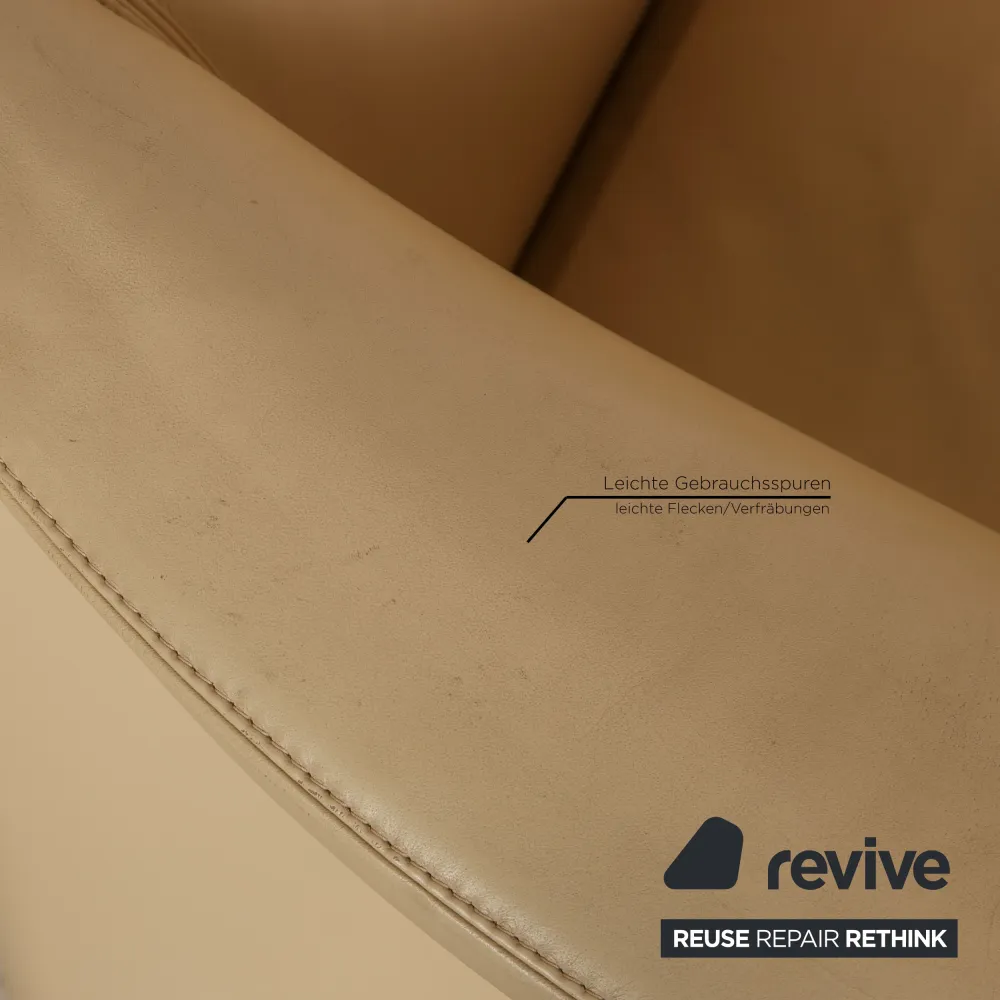 Wittmann Aura Leder Sessel Garnitur Creme Beige