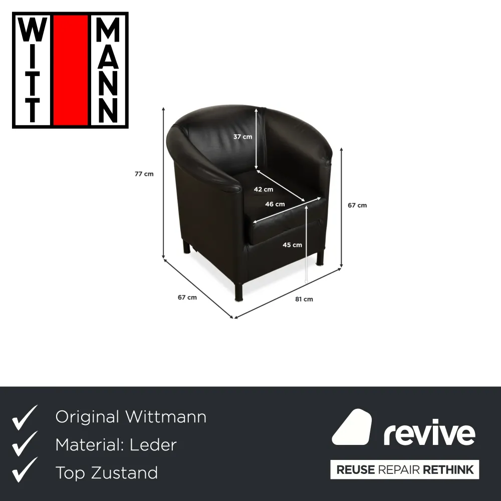 Wittmann Aura Leder Sessel Schwarz