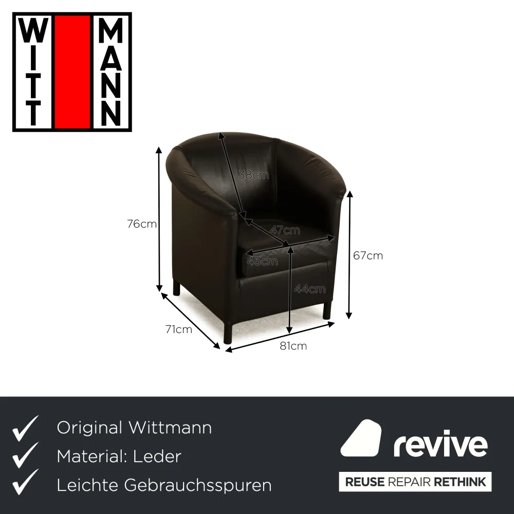 Wittmann Aura Leder Sessel Schwarz