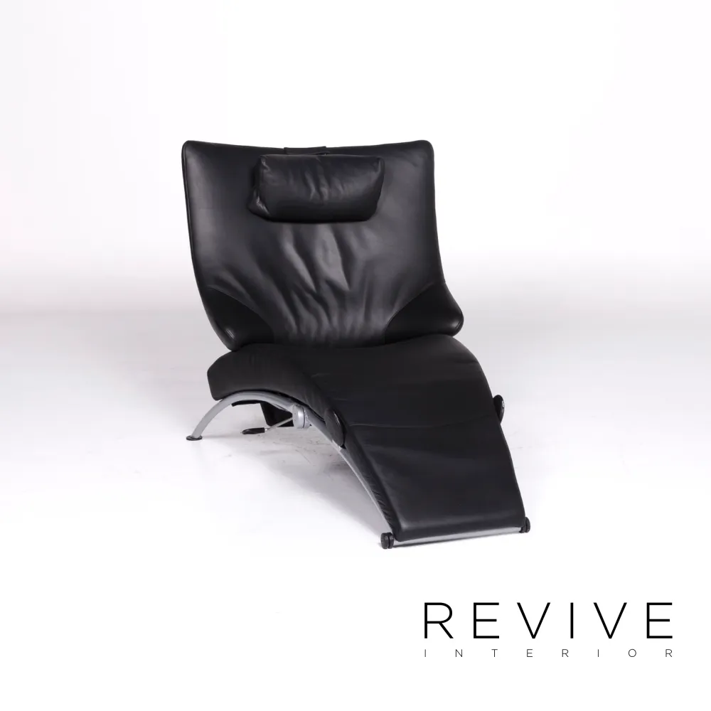 WK Wohnen Solo 699 Designer Leder Sessel Liege Schwarz Relax #9132