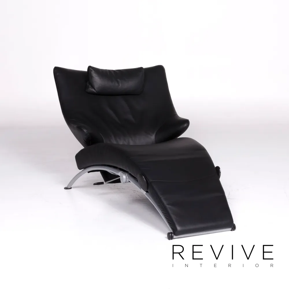 WK Wohnen Solo 699 Designer Leder Sessel Liege Schwarz Relax #9132