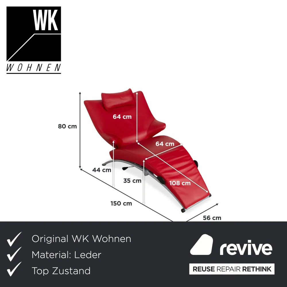 WK Wohnen Solo 699 Leder Sessel Rot manuelle Funktion