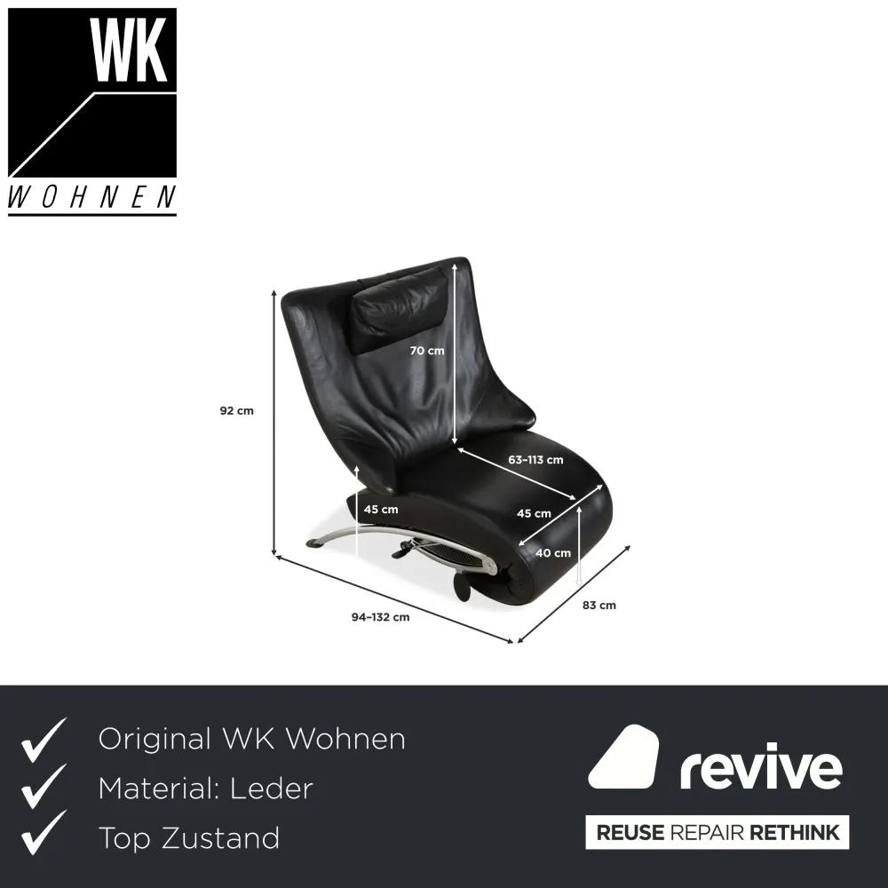 WK Wohnen Solo 699 Leder Sessel Schwarz manuelle Funktion
