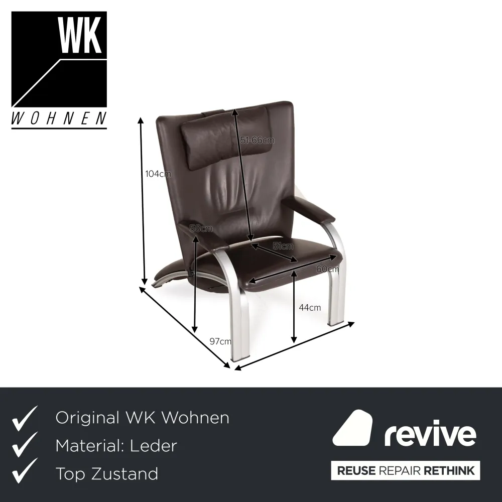 WK Wohnen Spot 698 Leder Sessel Dunkelbraun Relaxsessel Relaxfunktion Braun