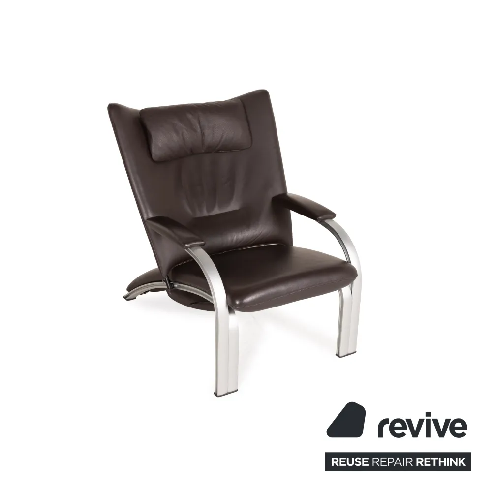 WK Wohnen Spot 698 Leder Sessel Dunkelbraun Relaxsessel Relaxfunktion Braun
