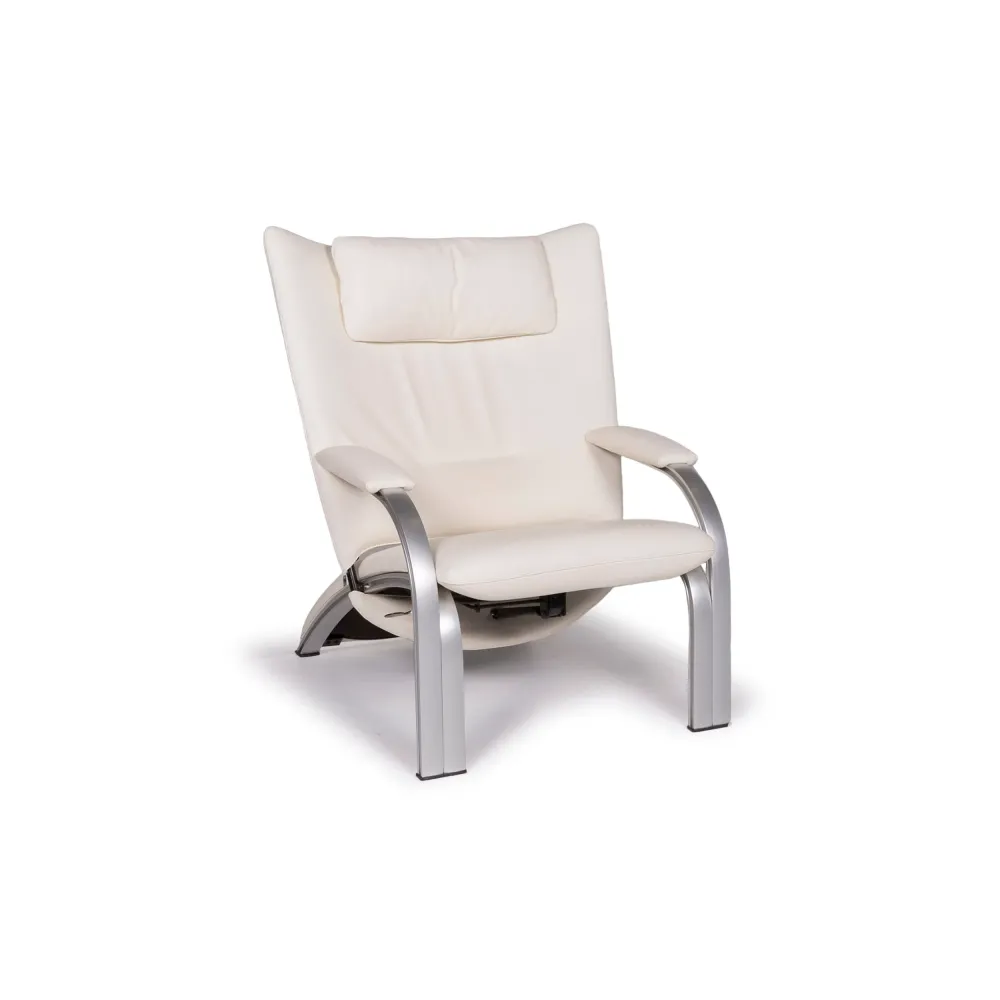 WK Wohnen Spot 698 Leder Sessel Prof. Stefan Heiliger Creme Liege #11252