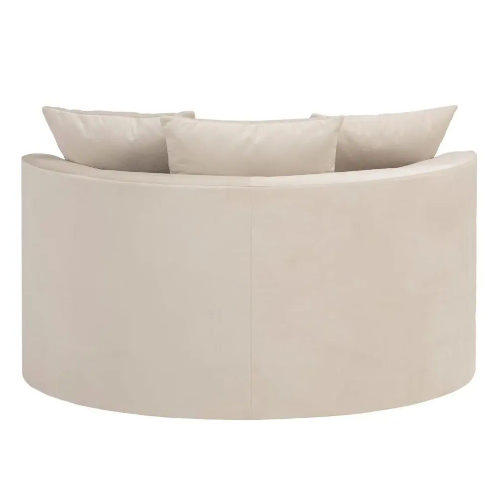 XXL-Sessel mit Hocker Samtoptik creme – Isalie
