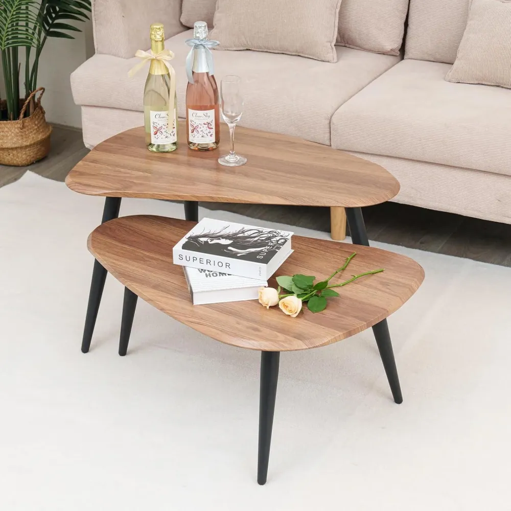 Ymahizax Couchtisch Set Moderne Beistelltisch Holz Oval