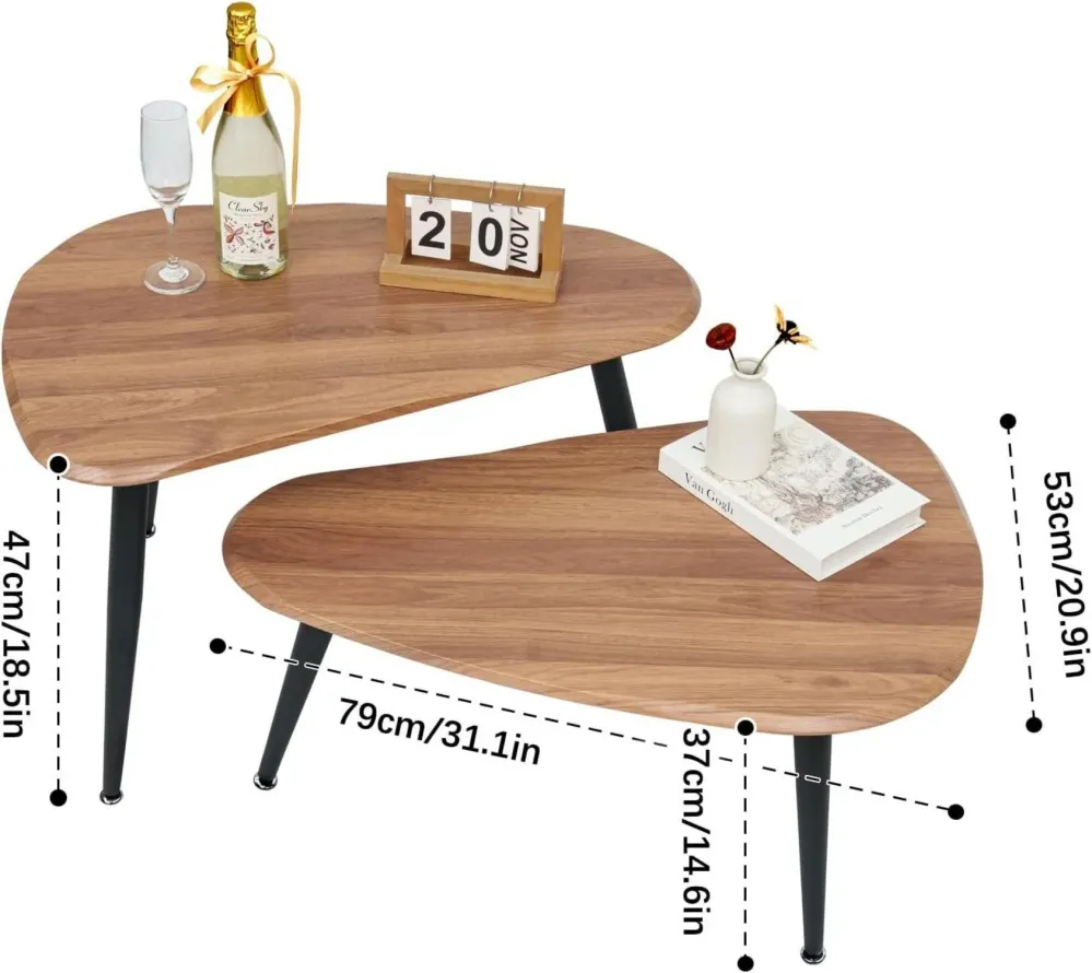 Ymahizax Couchtisch Set Moderne Beistelltisch Holz Oval