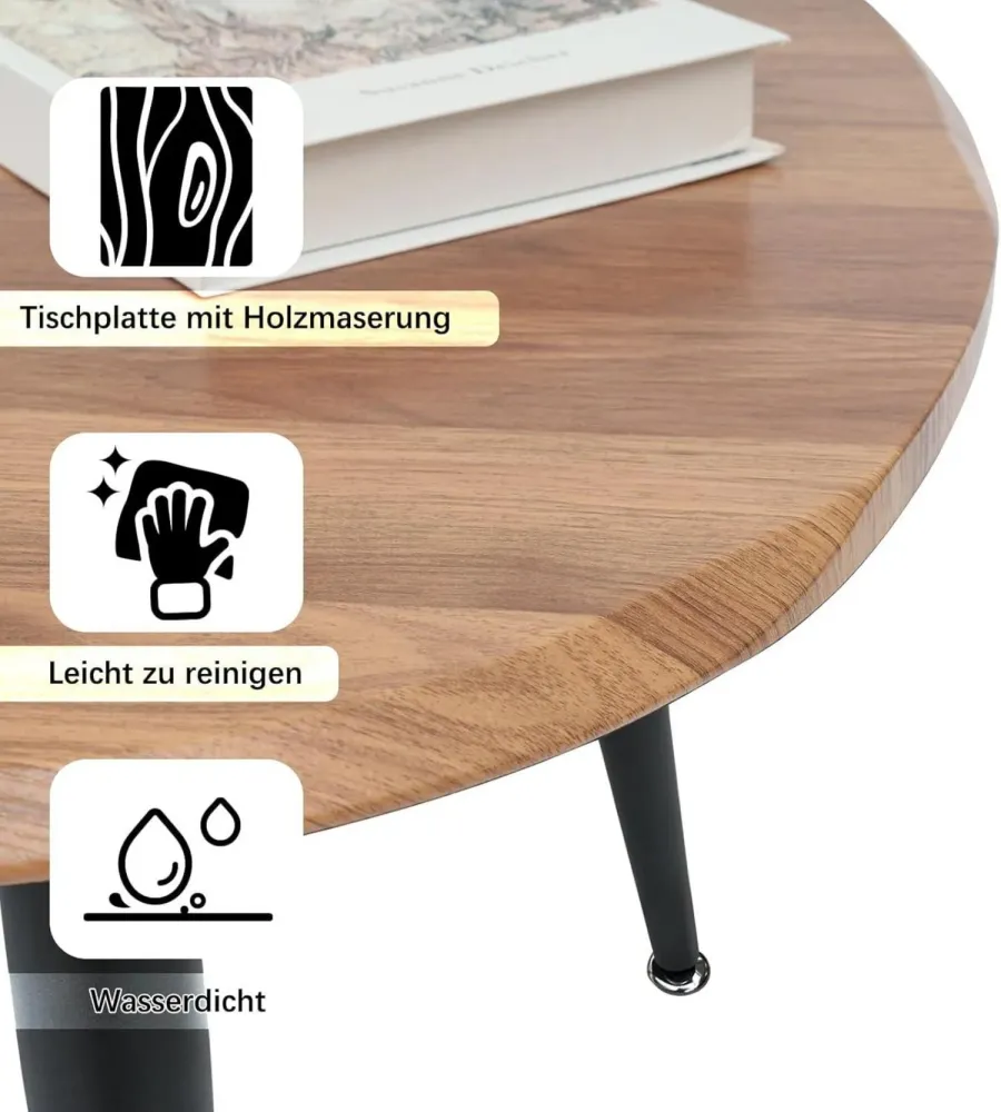 Ymahizax Couchtisch Set Moderne Beistelltisch Holz Oval