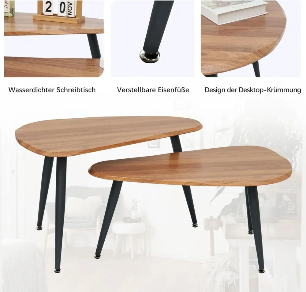 Ymahizax Couchtisch Set Moderne Beistelltisch Holz Oval