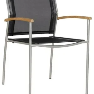 Zebra Rovex Sessel aus Edelstahl mit Teak-Armlehnen