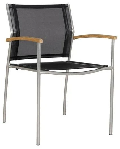 Zebra Rovex Sessel aus Edelstahl mit Teak-Armlehnen